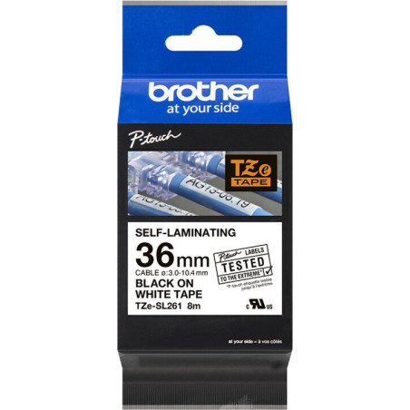 Brother TZE-SL261, biela / čierna, 36mm, samolaminovací