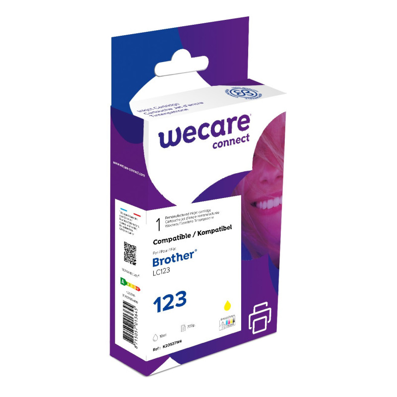 WECARE ARMOR ink kompatibilný s BROTHER LC-123Y, žltá/yellow