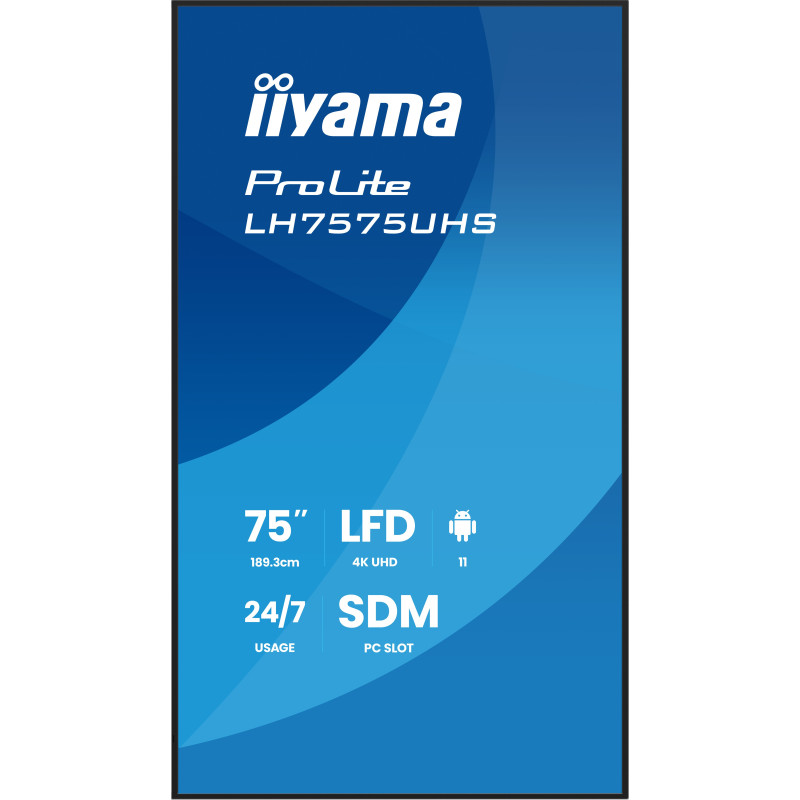 75" iiyama LH7575UHS-B2AG: IPS, 4K UHD, Android, 24/7