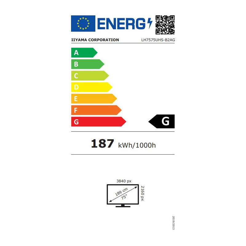 75" iiyama LH7575UHS-B2AG: IPS, 4K UHD, Android, 24/7