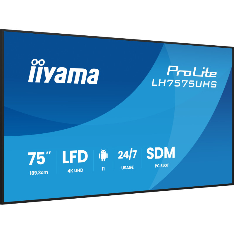 75" iiyama LH7575UHS-B2AG: IPS, 4K UHD, Android, 24/7