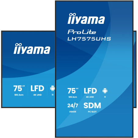75" iiyama LH7575UHS-B2AG: IPS, 4K UHD, Android, 24/7