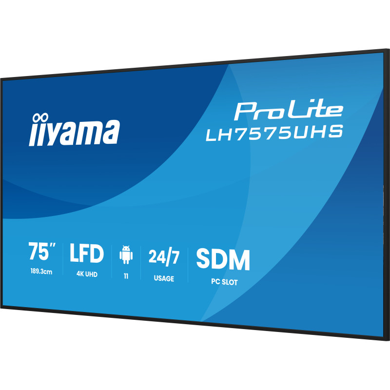 75" iiyama LH7575UHS-B2AG: IPS, 4K UHD, Android, 24/7