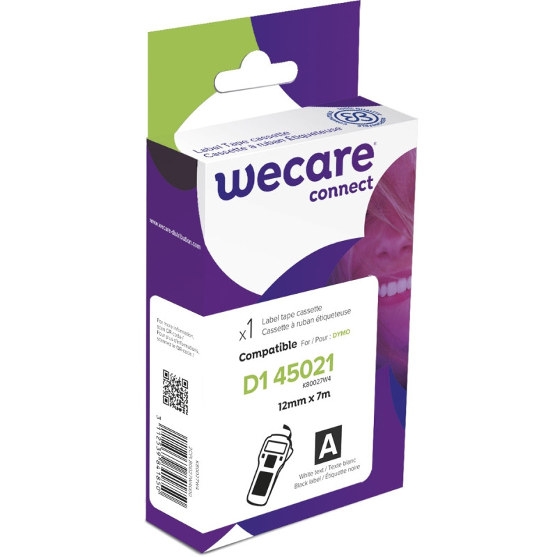 WECARE ARMOR páska kompatibilná s DYMO S0720610,White/Black,12MM*7M