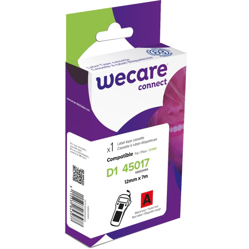 WECARE ARMOR páska kompatibilná s DYMO S0720570,Black/Red,12MM*7M