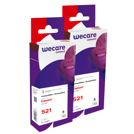 WECARE ARMOR sada ink kompatibilná s CANON CLI521BK 2x10,5 ml, čierna, CLI-521 BK