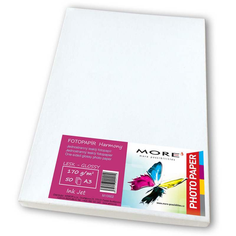 Fotopapier lesklý biely kompatibilný s A3, 170g/m2 kompatibilný s ink. tlač 50 ks