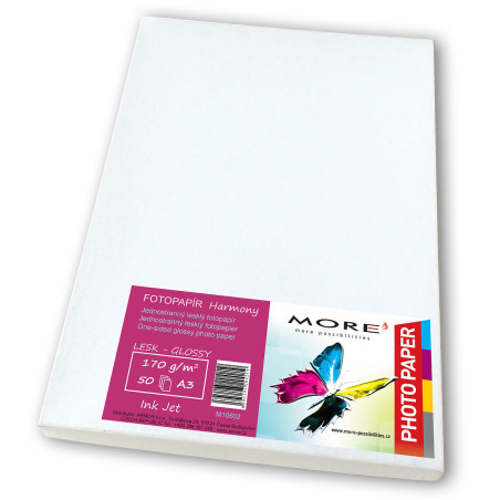 Fotopapier lesklý biely kompatibilný s A3, 170g/m2 kompatibilný s ink. tlač 50 ks