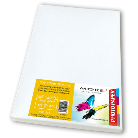 Fotopapier lesklý biely kompatibilný s A3; 260g/m2kompatibilný s ink. tlač, 50ks
