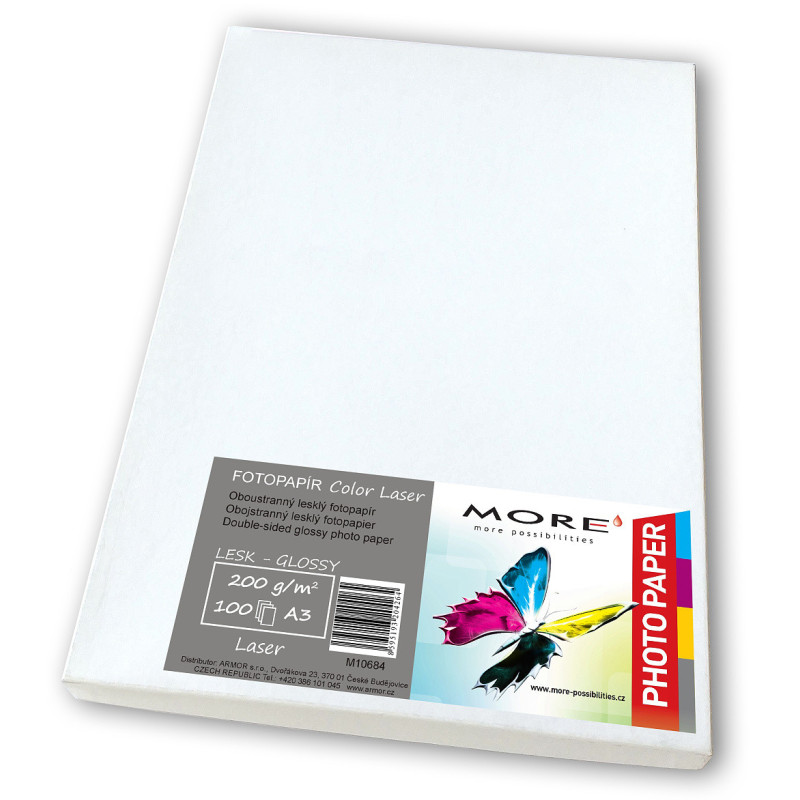 Fotopapier lesk. obojstran. kompatibilný s A3; 200g/m2; kompatibilný s laser t.;100ks