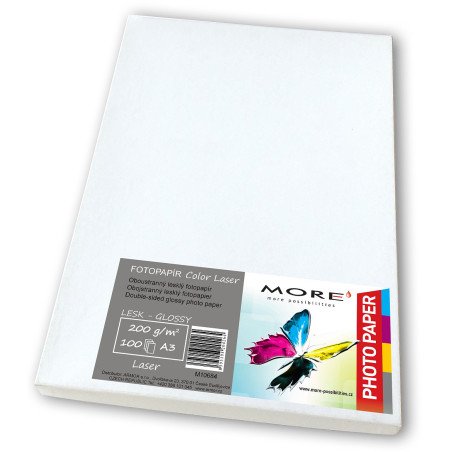 Fotopapier lesk. obojstran. kompatibilný s A3; 200g/m2; kompatibilný s laser t.;100ks