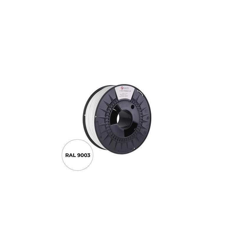 Tlačová struna (filament) C-TECH PREMIUM LINE, ASA, dopravná biela, RAL9003, 1,75mm, 1kg