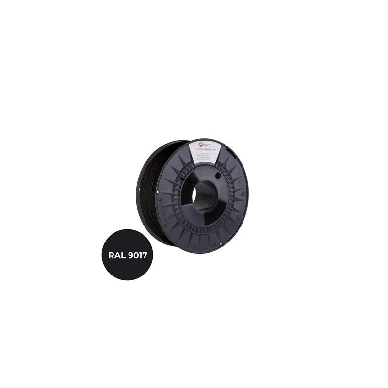 Tlačová struna (filament) C-TECH PREMIUM LINE, ASA, dopravná čierna, RAL9017, 1,75mm, 1kg