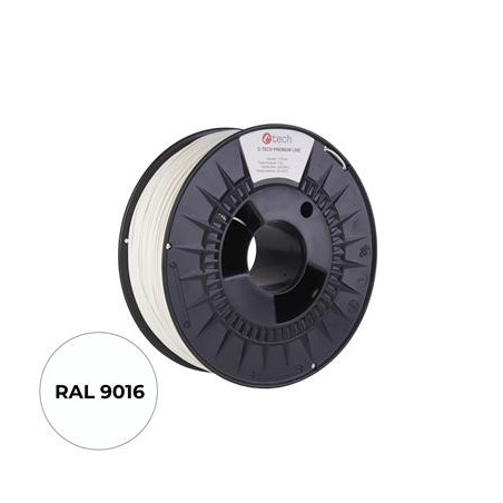 Tlačová struna (filament) C-TECH PREMIUM LINE, PETG, dopravná biela, RAL9016, 1,75mm, 1kg
