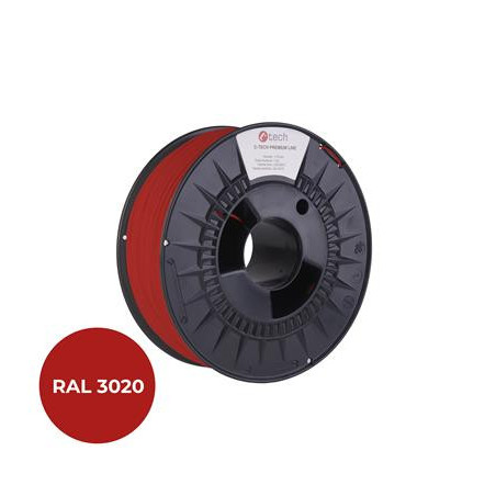 Tlačová struna (filament) C-TECH PREMIUM LINE, PETG, dopravná červená, RAL3020, 1,75mm, 1kg