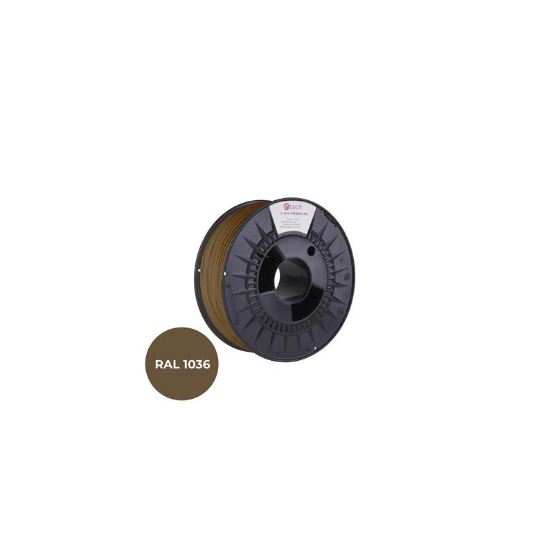 Tlačová struna (filament) C-TECH PREMIUM LINE, PETG, perleťová zlatá, RAL1036, 1,75mm, 1kg