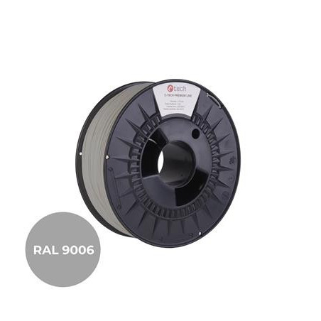 Tlačová struna (filament) C-TECH PREMIUM LINE, PLA, biely hliník, RAL9006, 1,75mm, 1kg