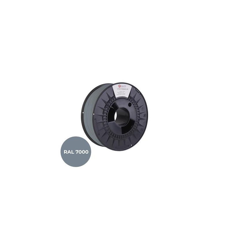 Tlačová struna (filament) C-TECH PREMIUM LINE, PLA, veverčie šedá, RAL7000, 1,75mm, 1kg