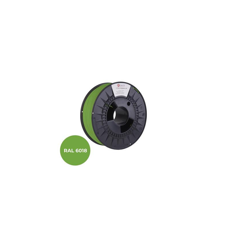 Tlačová struna (filament) C-TECH PREMIUM LINE, PLA, zelenožltá, RAL6018, 1,75mm, 1kg