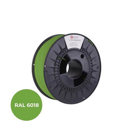 Tlačová struna (filament) C-TECH PREMIUM LINE, PLA, zelenožltá, RAL6018, 1,75mm, 1kg