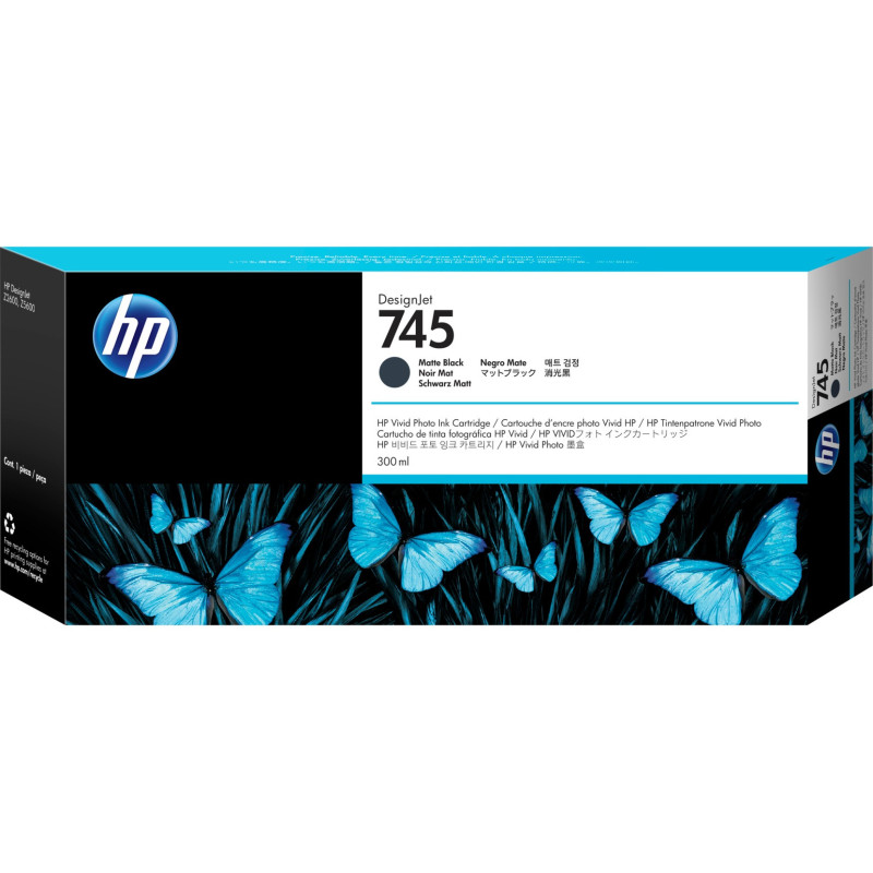 HP 745 atramentová náplň matná čierna, F9K05A