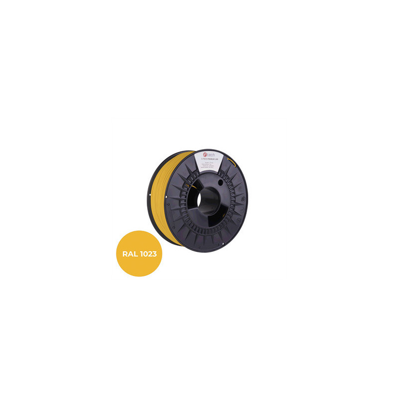 Filament C-TECH PREMIUM LINE, TPU 90A, flexibilný, dopravná žltá, RAL1023, 1,75mm, 1kg