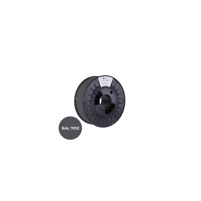 Filament C-TECH PREMIUM LINE, TPU 90A, flexibilný, čadičová šedá, RAL7012, 1,75mm, 1kg