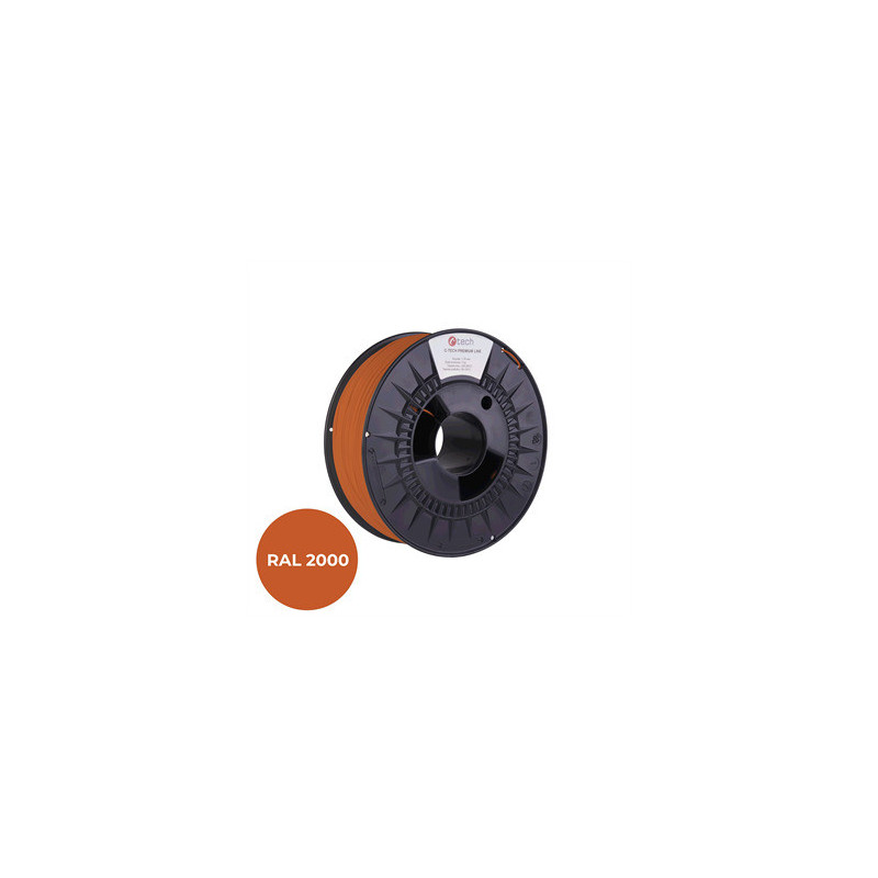 Filament C-TECH PREMIUM LINE, TPU 90A, flexibilný, žltooranžová, RAL2000, 1,75mm, 1kg
