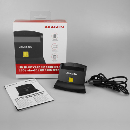AXAGON CRE-SM2, USB-A StandReader 4-slot čítačka Smart card (eObčanka) + SD/microSD/SIM, kábel 1.3 m