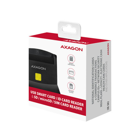 AXAGON CRE-SM2, USB-A StandReader 4-slot čítačka Smart card (eObčanka) + SD/microSD/SIM, kábel 1.3 m