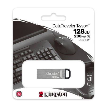 Kingston DataTraveler Kyson/128GB/USB 3.2/USB-A/Strieborná