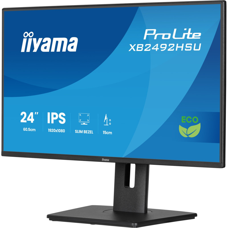 24" iiyama X2492HSU-B1: IPS, FHD, HDMI, DP, zelená, HAS