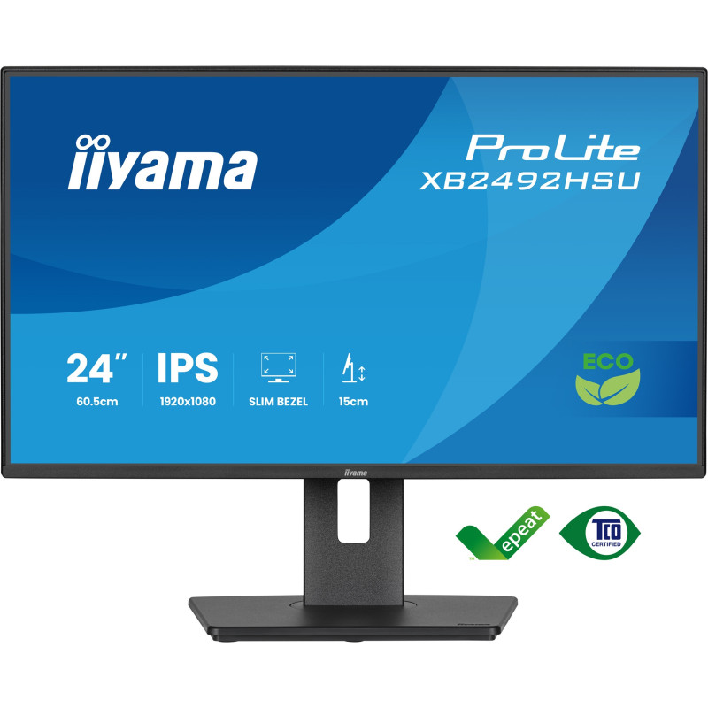 24" iiyama X2492HSU-B1: IPS, FHD, HDMI, DP, zelená, HAS