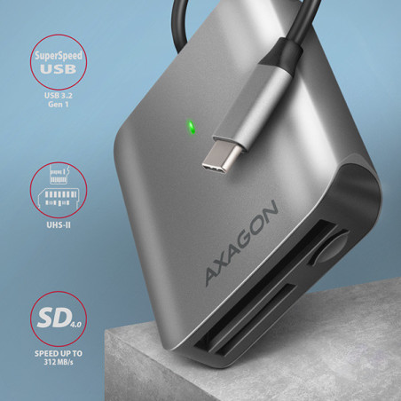 AXAGON CRE-S3C, USB-C 3.2 Gen 1 - SUPERSPEED čítačka kariet 3-slot & lun SD/microSD/CF, podpora UHS-II