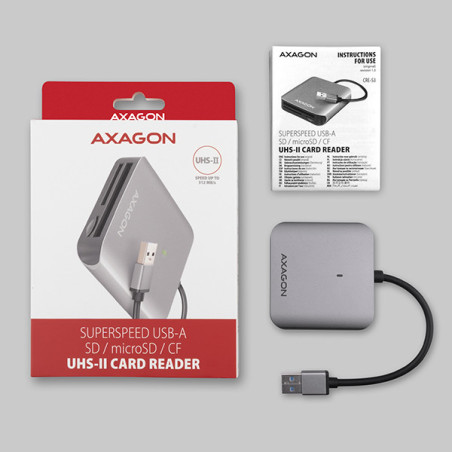 AXAGON CRE-S3, USB-A 3.2 Gen 1 - SUPERSPEED čítačka kariet, 3-slot & lun SD/microSD/CF, podpora UHS-II