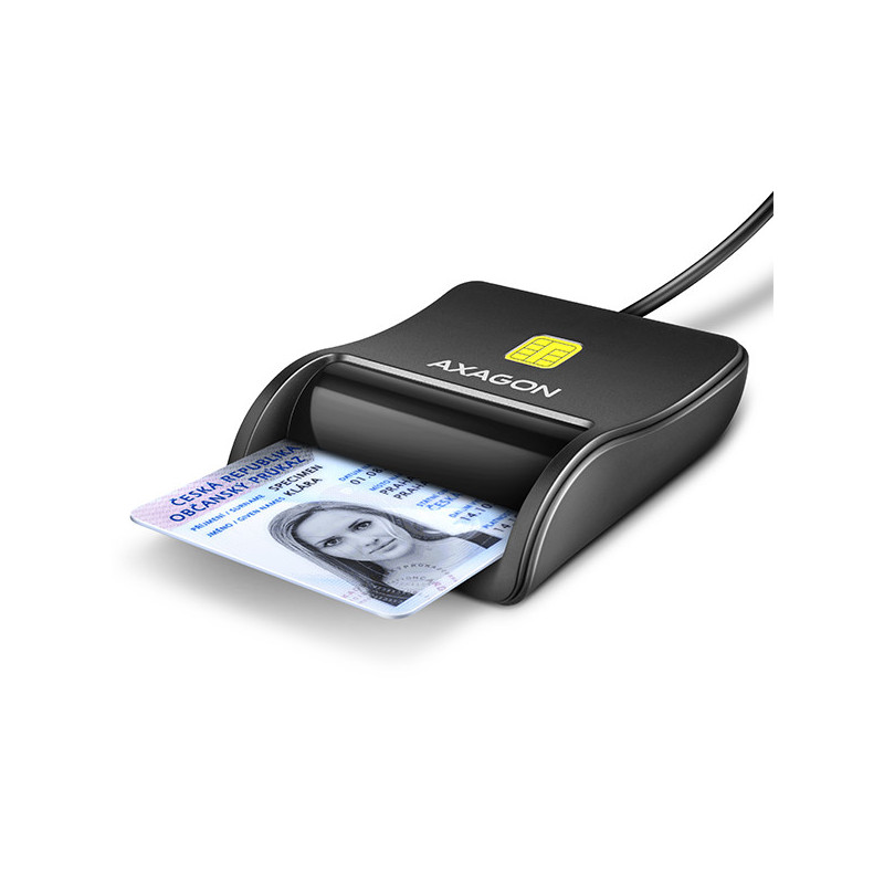 AXAGON CRE-SM3N, USB-A FlatReader čítačka kontaktných kariet Smart card (eObčanka), kábel 1.3m