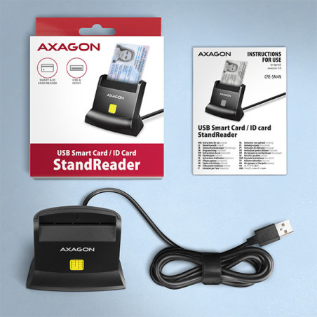 AXAGON CRE-SM4N, USB-A StandReader čítačka kontaktných kariet Smart card (eObčanka), kábel 1.3m