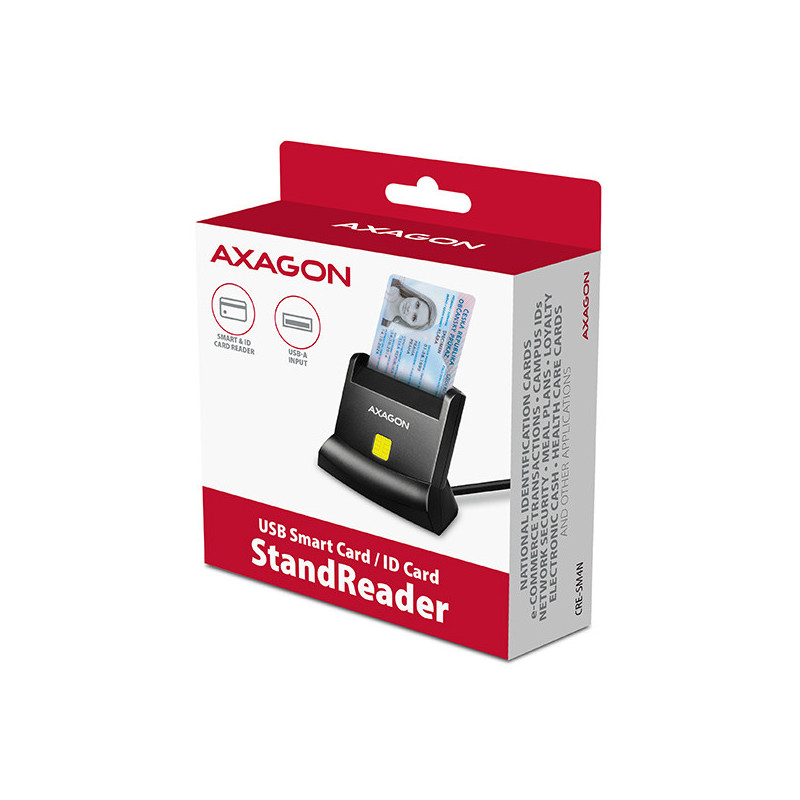 AXAGON CRE-SM4N, USB-A StandReader čítačka kontaktných kariet Smart card (eObčanka), kábel 1.3m