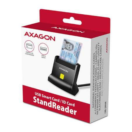 AXAGON CRE-SM4N, USB-A StandReader čítačka kontaktných kariet Smart card (eObčanka), kábel 1.3m