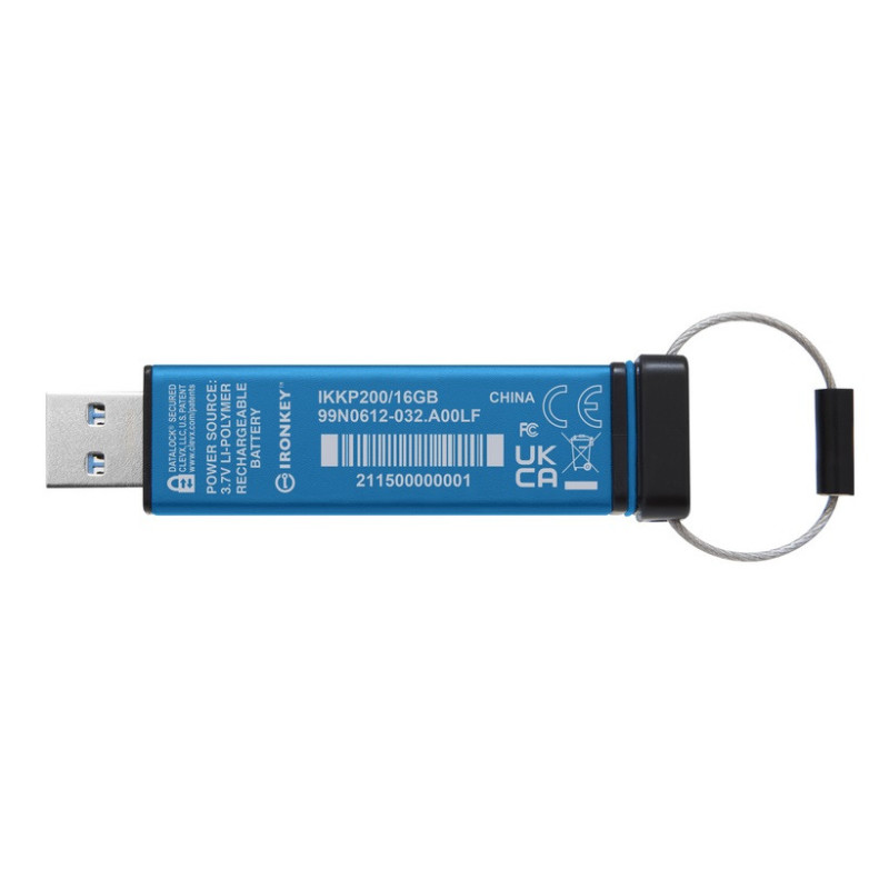 Kingston IronKey Keypad 200/16GB/USB 3.2/USB-A/Modrá
