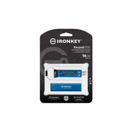Kingston IronKey Keypad 200/16GB/USB 3.2/USB-A/Modrá