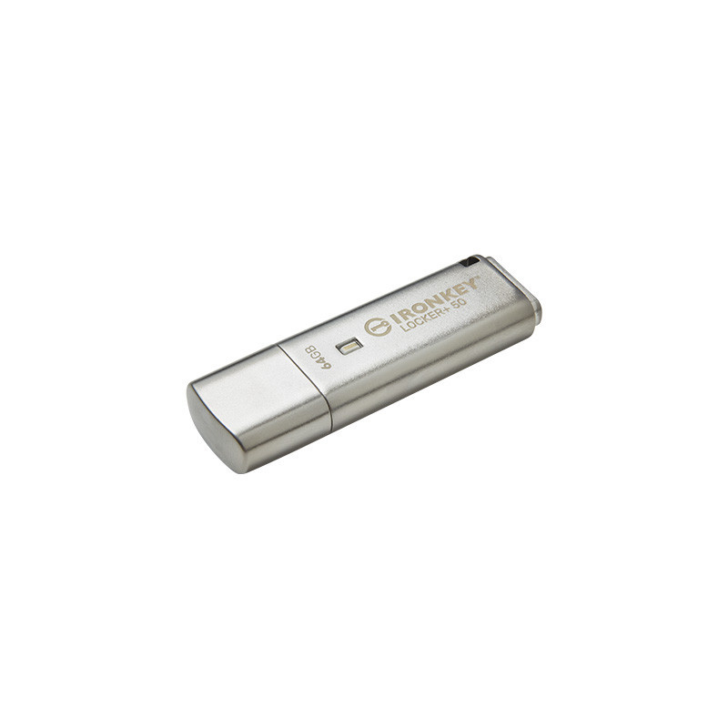 Kingston IronKey Locker+ 50/64GB/USB 3.1/USB-A/Strieborná