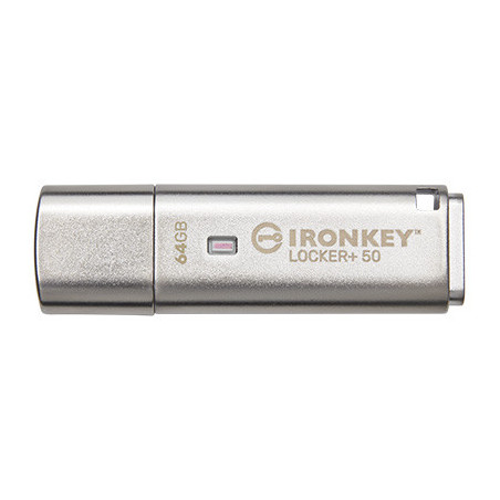 Kingston IronKey Locker+ 50/64GB/USB 3.1/USB-A/Strieborná
