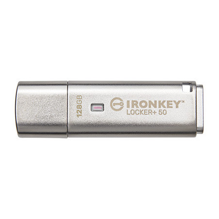 Kingston IronKey Locker+ 50/128GB/USB 3.1/USB-A/Strieborná