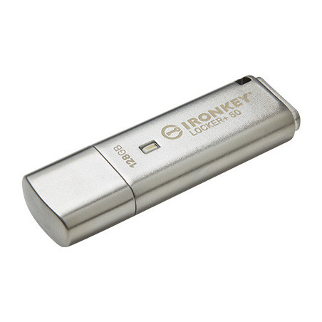 Kingston IronKey Locker+ 50/128GB/USB 3.1/USB-A/Strieborná
