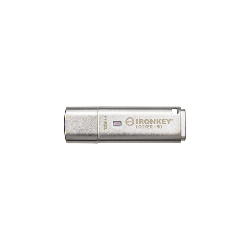 Kingston IronKey Locker+ 50/128GB/USB 3.1/USB-A/Strieborná