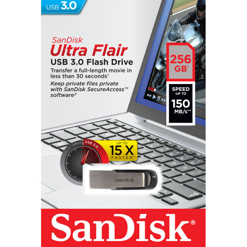 SanDisk Ultra Flair/256GB/USB 3.0/USB-A/Čierna