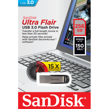 SanDisk Ultra Flair/256GB/USB 3.0/USB-A/Čierna