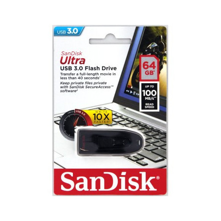 SanDisk Ultra/64GB/USB 3.0/USB-A/Čierna
