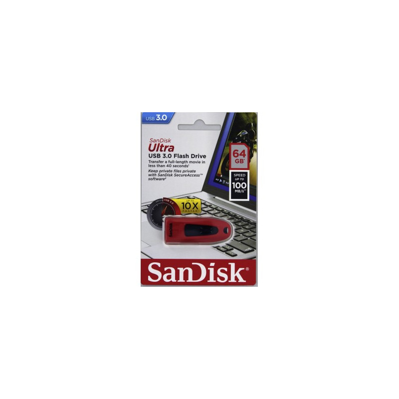 SanDisk Ultra/64GB/USB 3.0/USB-A/Červená